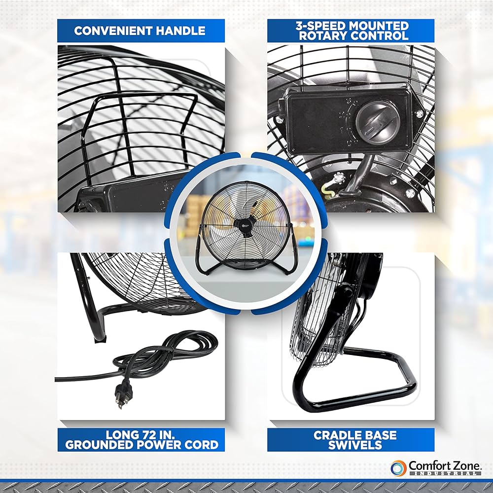 Amazon.com: Comfort Zone Cradle Floor Fan, Electric, High